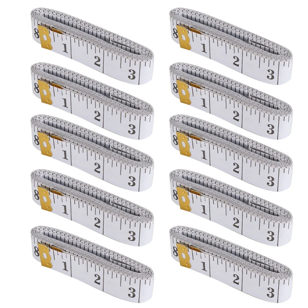 10Pcs Portable 120-inch Soft Measuring Tape White Flexible Ruler Body Measuring Tape Tailor Tape For Weight Loss