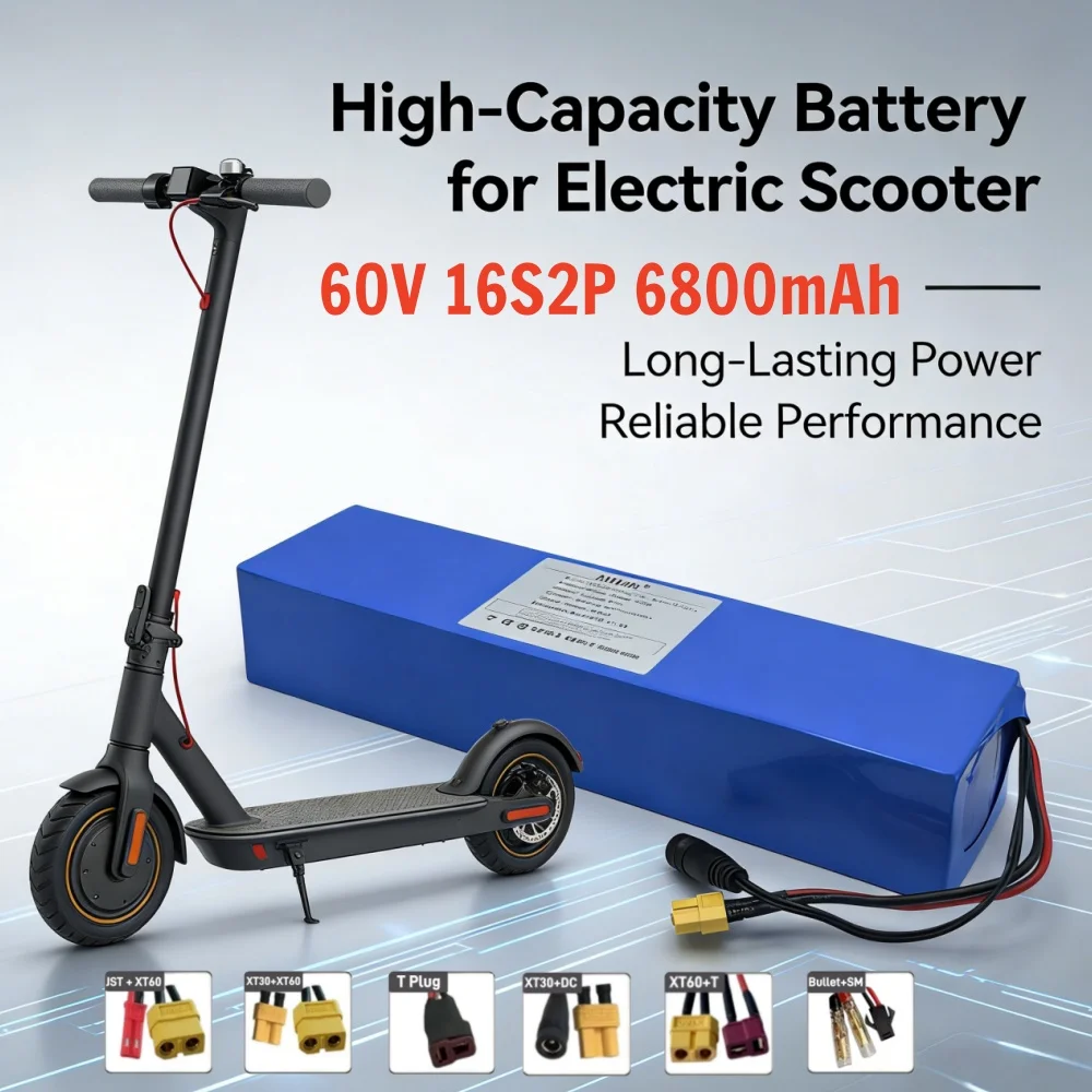 

New 60V 16S2P 6.8Ah 18650 lithium-ion battery pack 6800mAh scooter 1000W built-in BMS