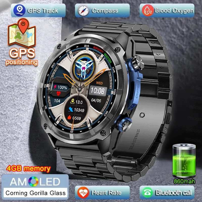 

Smart Watch GPS Sport Swim 5ATM Waterproof AMOELD Watches 860mAh Battery 4GB RAM GPS Smartwatch Explosion-Proof glass 2025 NEW
