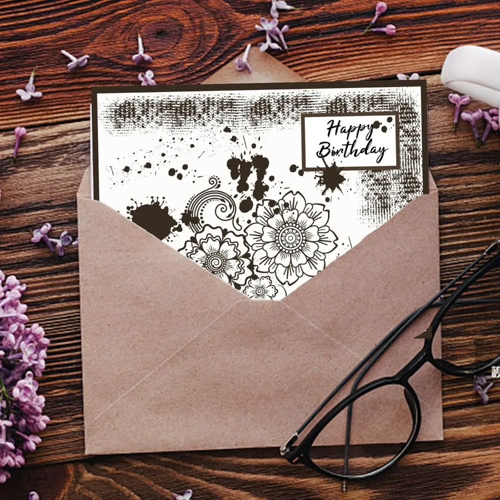 1pc Wall Tile Stain Background Clear Stamps Splatter and Brush Strokes Silicone Clear Stamp Seals for Cards Making DIY