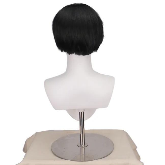Synthetic Short Brown Mushroom Cosplay Wig for Men Bowl Cut Hair Anime Retro Wig Suitable for Movies Party Multi-colored Wig