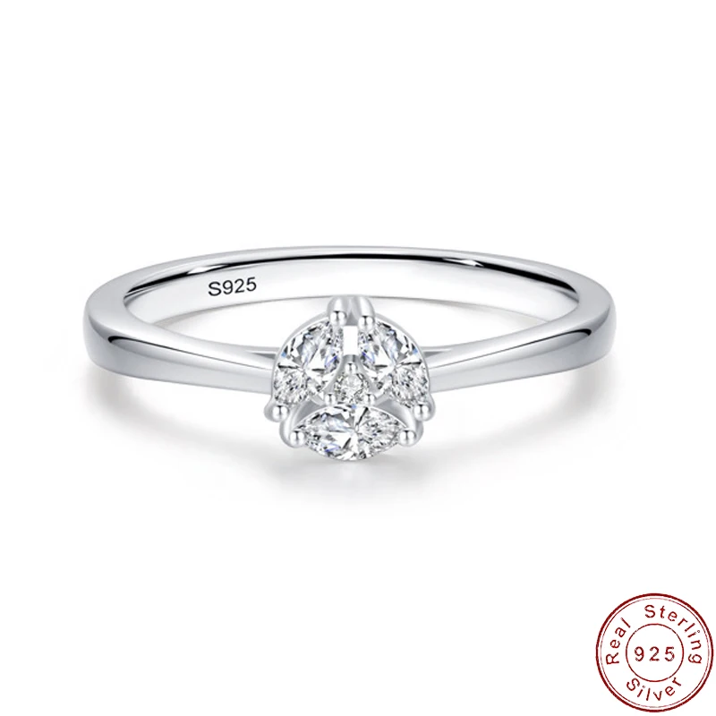 

European Geometric design Pave Clear AAA CZ S925 Sterling Silver Finger Ring Stacking For Women Birthday Wedding Jewelry