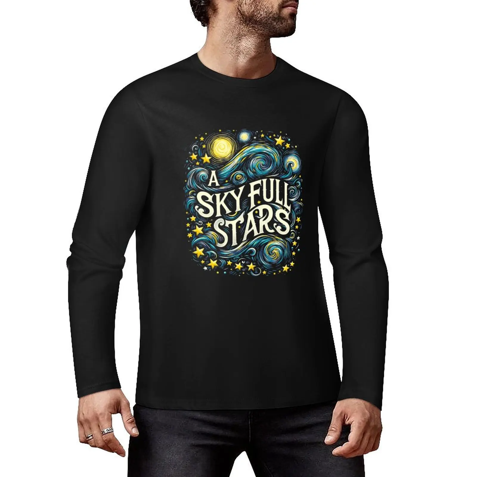 A Sky Full of Stars Starry Night Long T-Shirt man clothes graphics t shirt sweat shirt mens plain t shirts