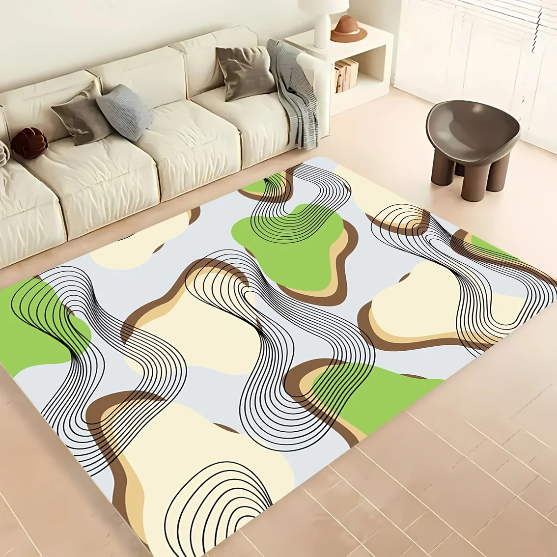 Festive Clean Organic Motif Rectangular Rug Decorative Non Slip Door Mat Versatile Accent For Gym Dance Studio Lounge Room