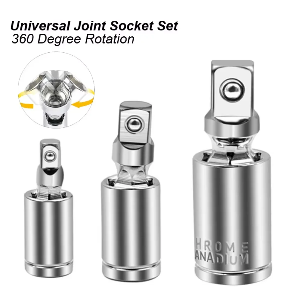 

Universal Joint Swivel Socket Adapter Square U-Joint Drive Converter 1/4 3/8 1/2 Head Chrome Vanadium Steel Car Repair Auto Tool
