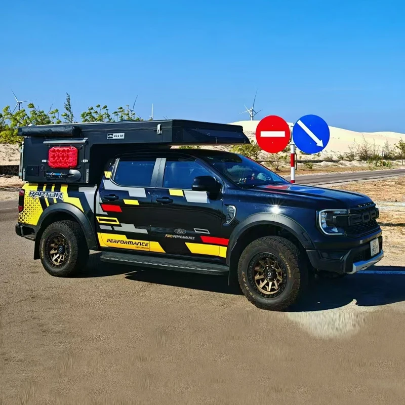 Moderna Autocaravana Híbrida Todoterreno Plegable de 15 Pies, Impermeable, con 6 Camas, Construcción de Fibra de Vidrio, para Viajes al Aire Libre en Grupo