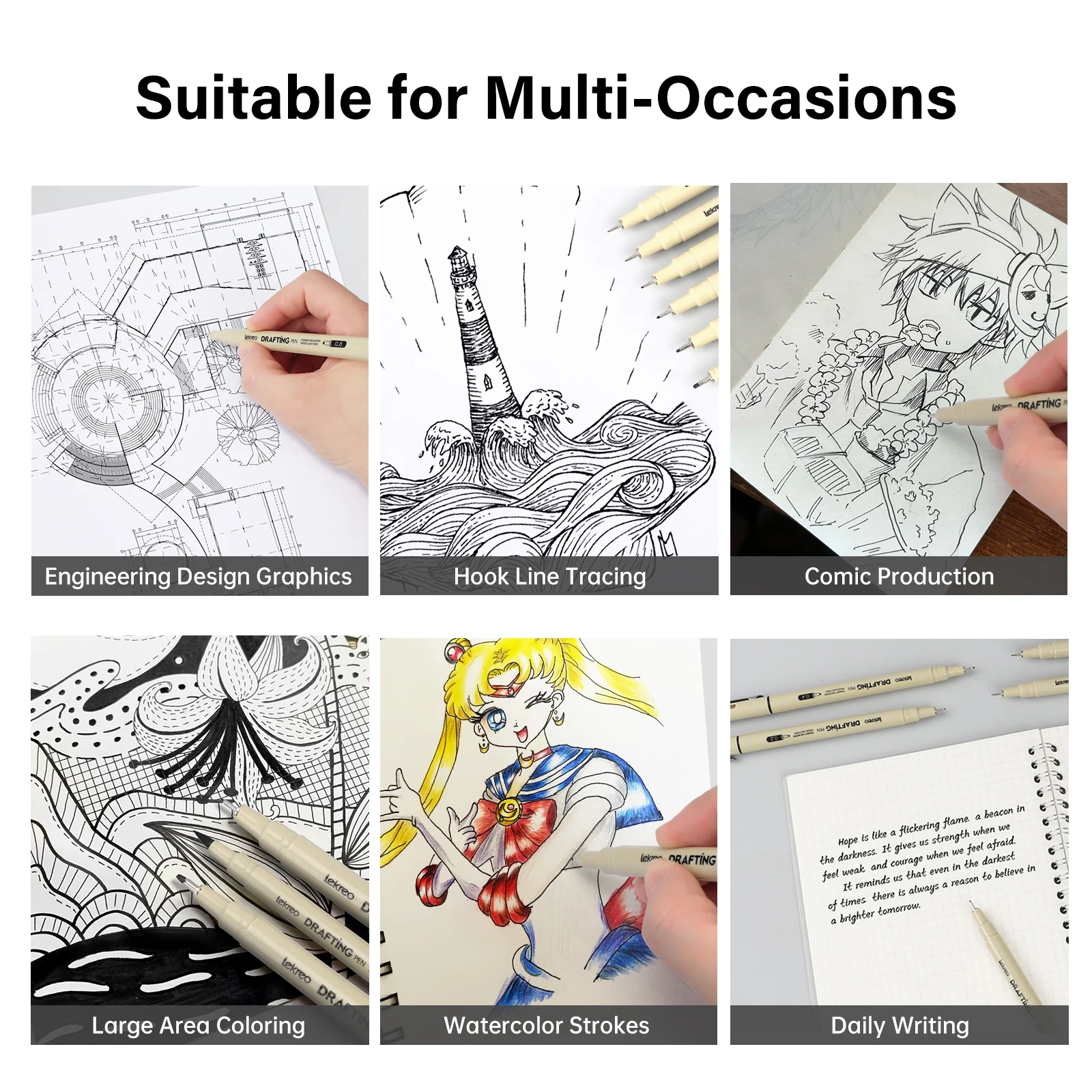 أقلام ليكريو مقاس 12 من ميكرون - قلم حبر أسود أركفال - أقلام للكتابة أو الرسم أو المجلات الرصاصية