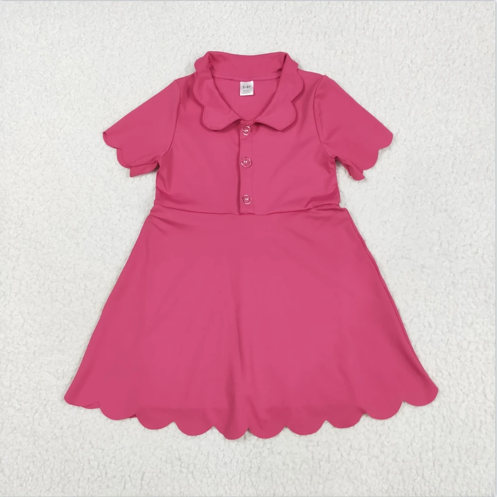 

New Sibling Baby Girls Pink Short Sleeve Button Active Wear Athletic Boutique Kids Yoga Designer Clothes Girls Dress Set Toddler