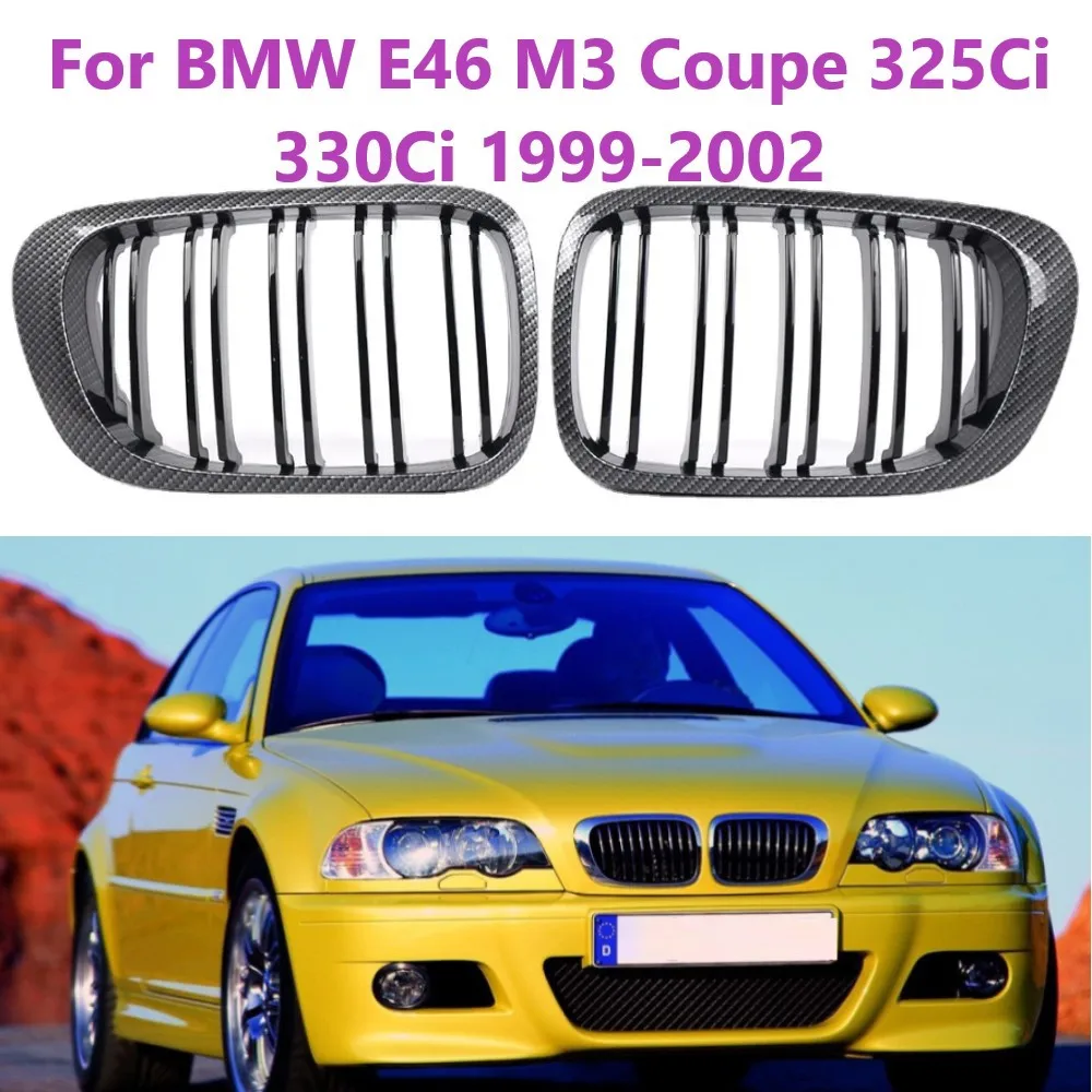 

For BMW E46 M3 Coupe 325Ci 330Ci 1999-2002 Pair Carbon Fiber Car Front Bumper Kidney Grill Grilles 51138208685 51138208686