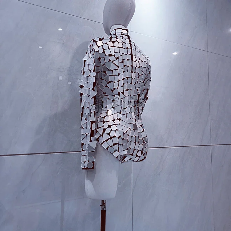 Body con espejo para mujer, disfraz de Gogo, Bar, club nocturno, Ds, Dj, ropa de baile de Jazz, traje de fiesta puesta en escena de cristal