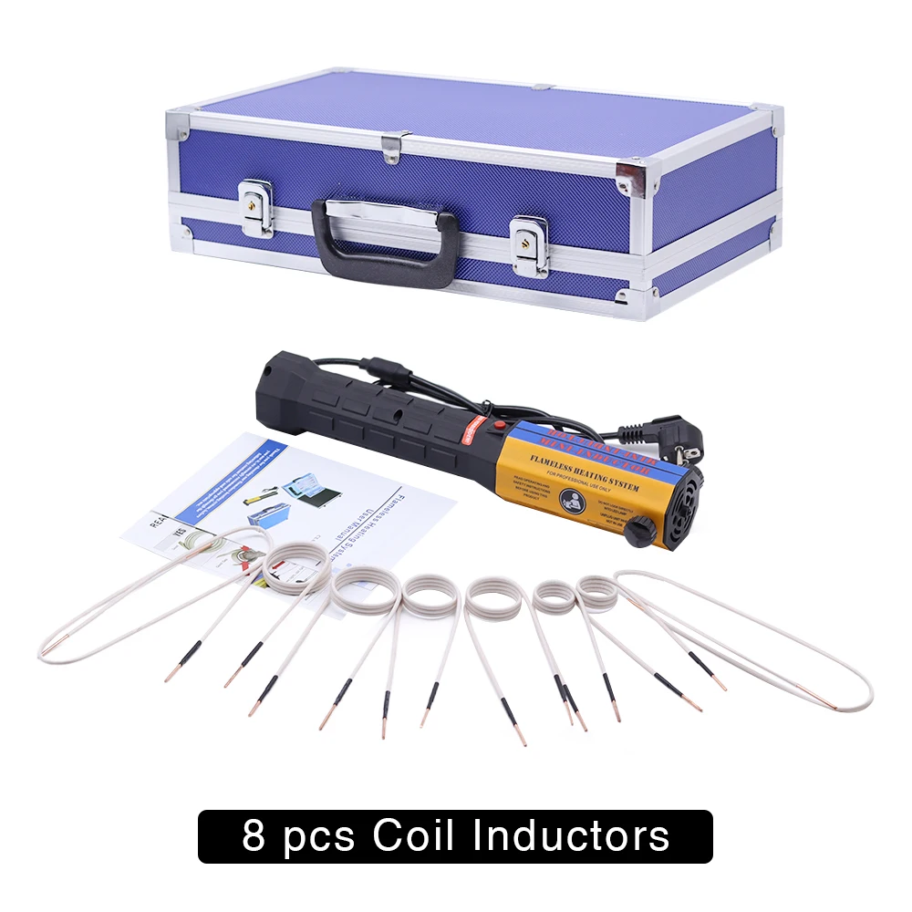 Kit Aquecedor de Indução Magnética 110v 220v Automotivo 1000w Máquina de Aquecimento por Indução de Calor sem Chama 10 Bobinas Ferramenta de Reparo do Carro 1000w