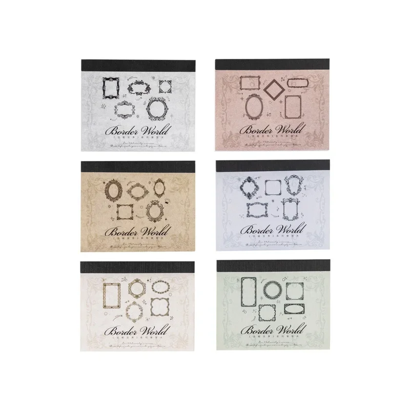1pack/2pack 30 Sticky Notes Per Pack Frame World Series - 6-Pack Original Vintage Mini Border Memo Pads for Journal Decoration