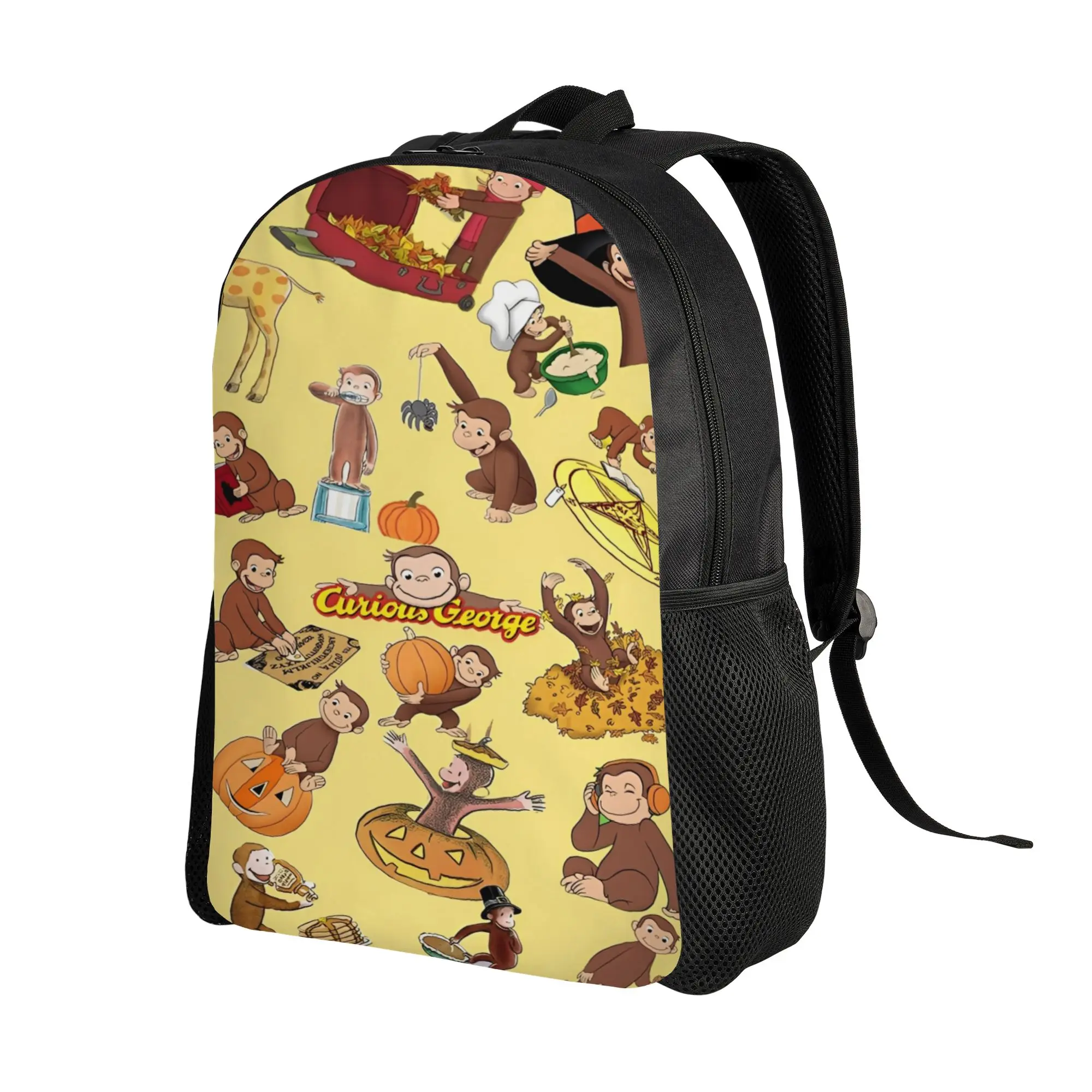 Cartoon Curious George Backpack  Fashion Backpacks Boy Girl Outdoor Style Big High School Bags Colorful Rucksack
