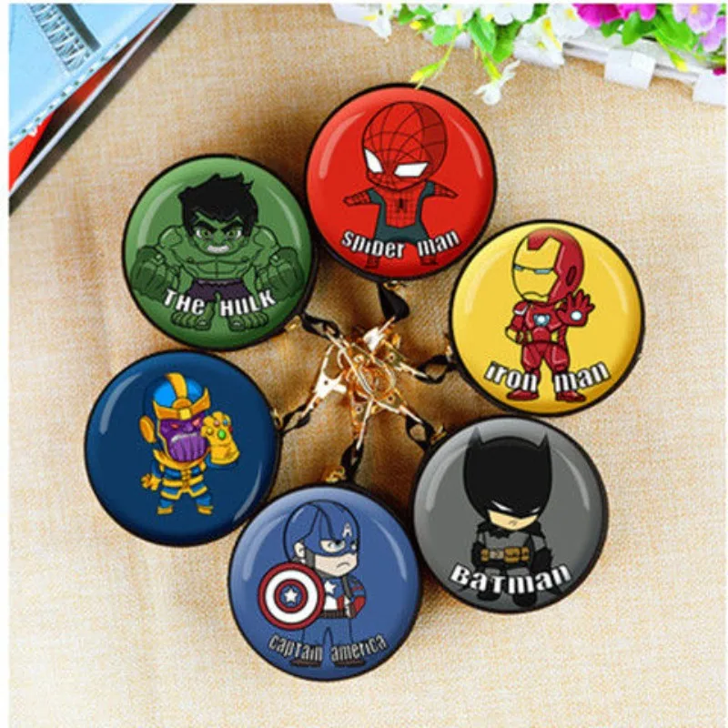 Marvel Spider-Man 아이언 맨 캡틴 아메리카 만화 애니메이션 어린이 지갑 소년 미니 헐크 틈새 동전 지갑 헤드폰 가방