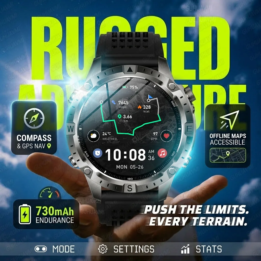 

Умные часы 1.43 AMOLED для активного отдыха с GPS, фитнес-трекером, офлайн-картами, локальной музыкой, компасом, альтиметром, пульсометром, водонепроницаемостью 3ATM для мужчин