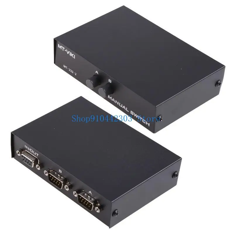 652F Switch Manual Selectors Box with DB9and RS232 SerialPort Printer Sharings Control 2 Inputs 1 Output