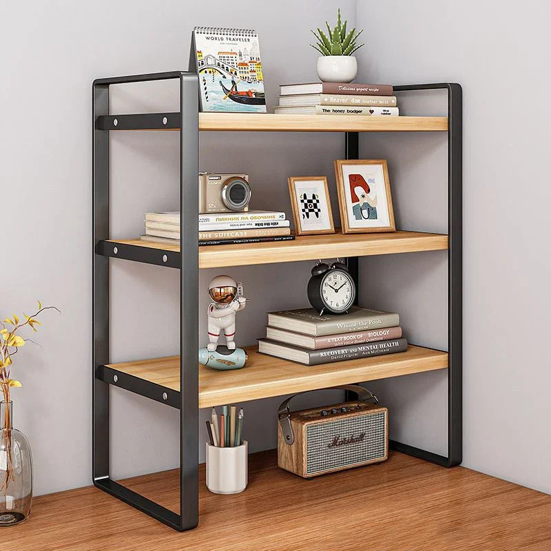 54cm Height Standing Type Student Desk with Desktop Storage Three Layer Bookshelf Office Computer Desk Layered Cabinet Rack