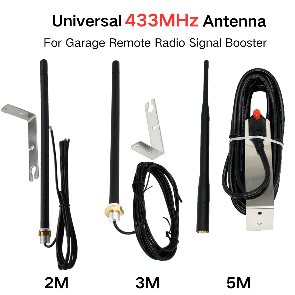 Wodoodporna antena zewnętrzna do systemów kontroli dostępu/domowych bram garażowych 433 433.92MHz, bezprzewodowa antena wzmacniająca sygnał (2m/3m/5m)