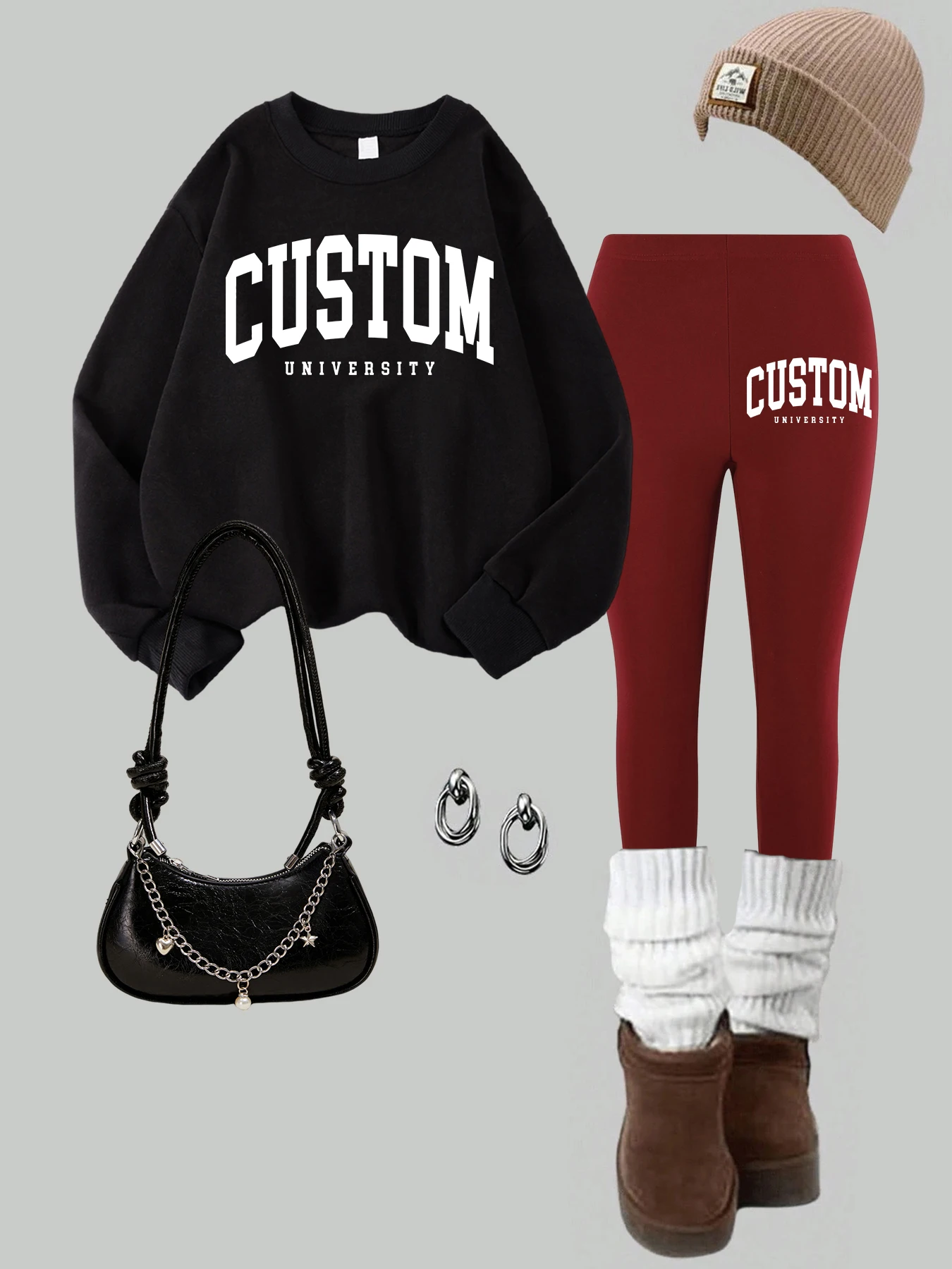 2-delige Dames Roma Italia Vlag Letter Prints Sweatshirt Legging Set Winter Fleece Thermische Hoodies Broek Straat Dameskleding