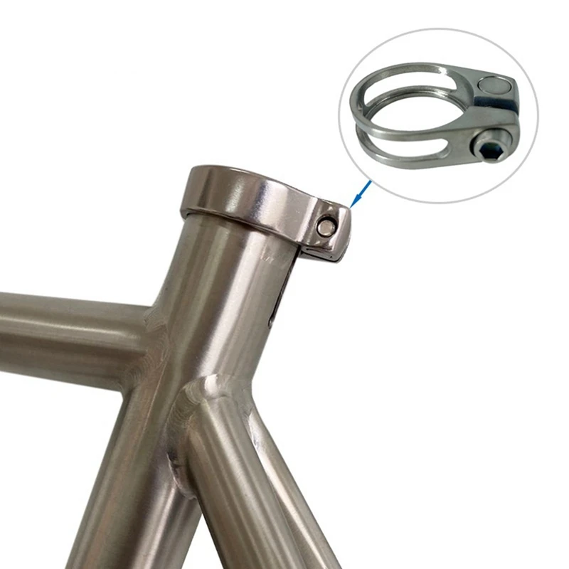 Titanium Alloy Seatpost Clamp 31.8Mm Bicycle Saddle Tube Clamp Hollow Seat Tube Clamp For 27.2Mm Seat Tube