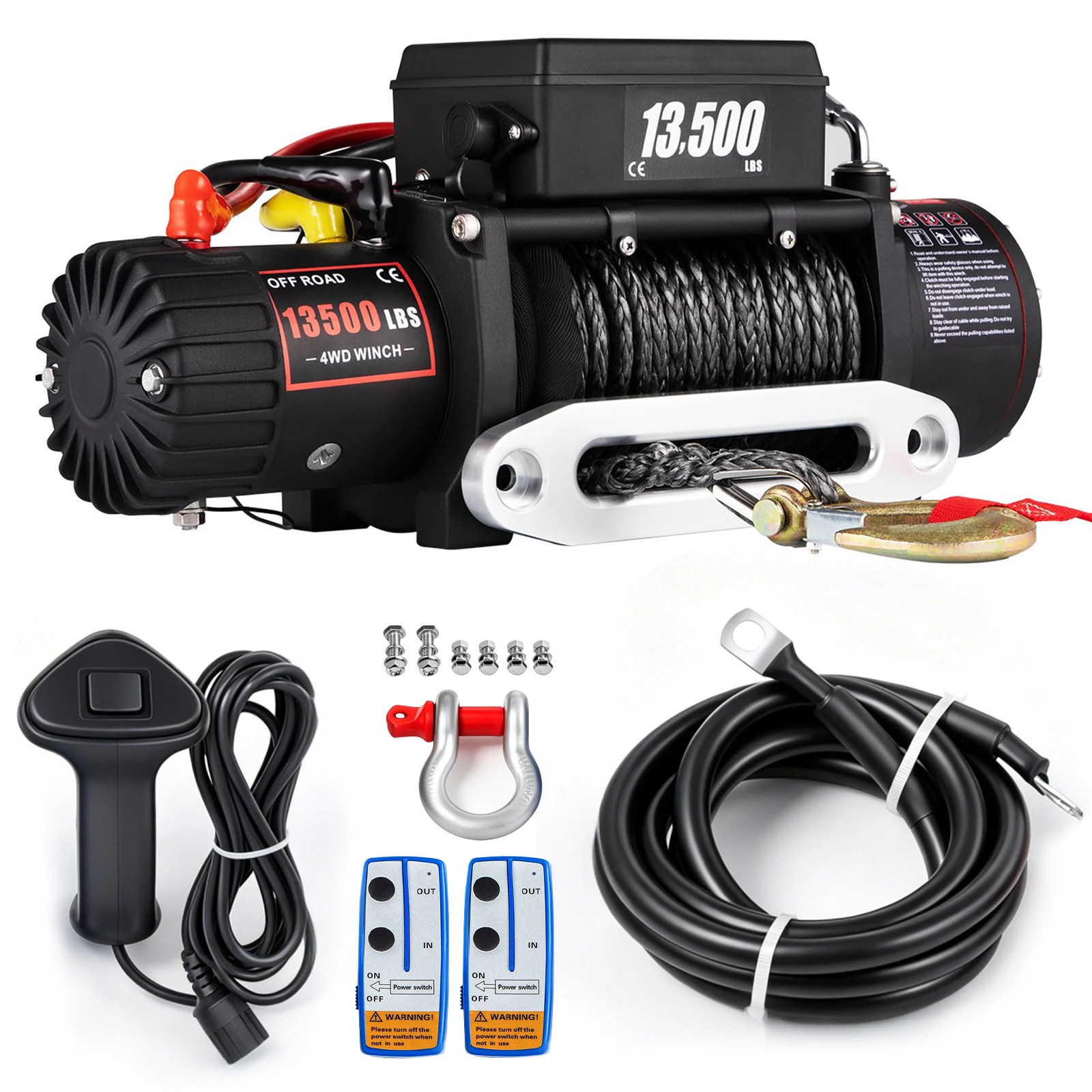 13500LBS Electric|Sihao 13500LBS Electric Winch 12v 27M/92FT Synthetic Rope  Lifting Treuils Hoist for 4X4 Car Trailer ATV Truck Off Road Boat