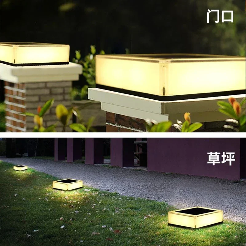 Imagem -04 - Square Pillar Head Light Rgb Gradiente Portão ao ar Livre Lâmpada de Parede Post Jardim Solar Led Light Railing Ip65