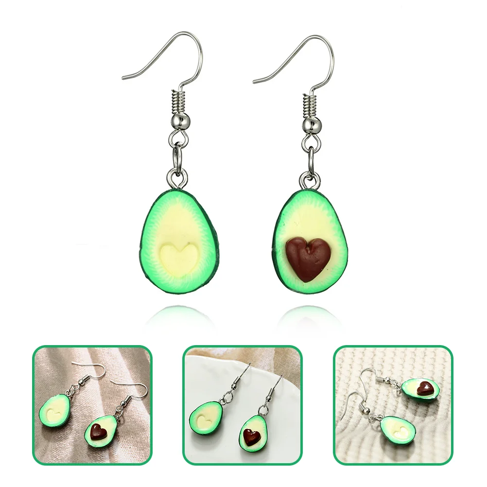 Creative Earrings Avocado Teen Girls Fruit Hanging Polymer Clay Women Cartoon Miss