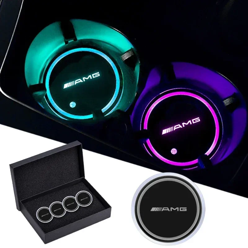 

1/2pc Car Luminous Water Cup Coaster 7 Colorful For Mercedes Benz AMG GLA W176 CLK W209 W202 W220 W204 W203 W210 GLC Accessories
