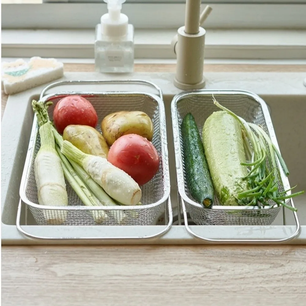 Practical Retractable Kitchen Draining Rack Stainless Steel S/M/L Sink Drain Basket Vegetable Tableware Holder Kitchen