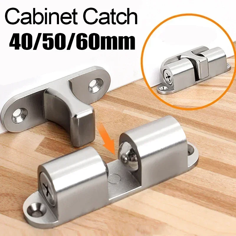 40/50/60mm Pure Copper Double Spring Steel Ball Catch Latch for Furniture Cupboard Cabinet Door Adjustable Closet Tension Latch