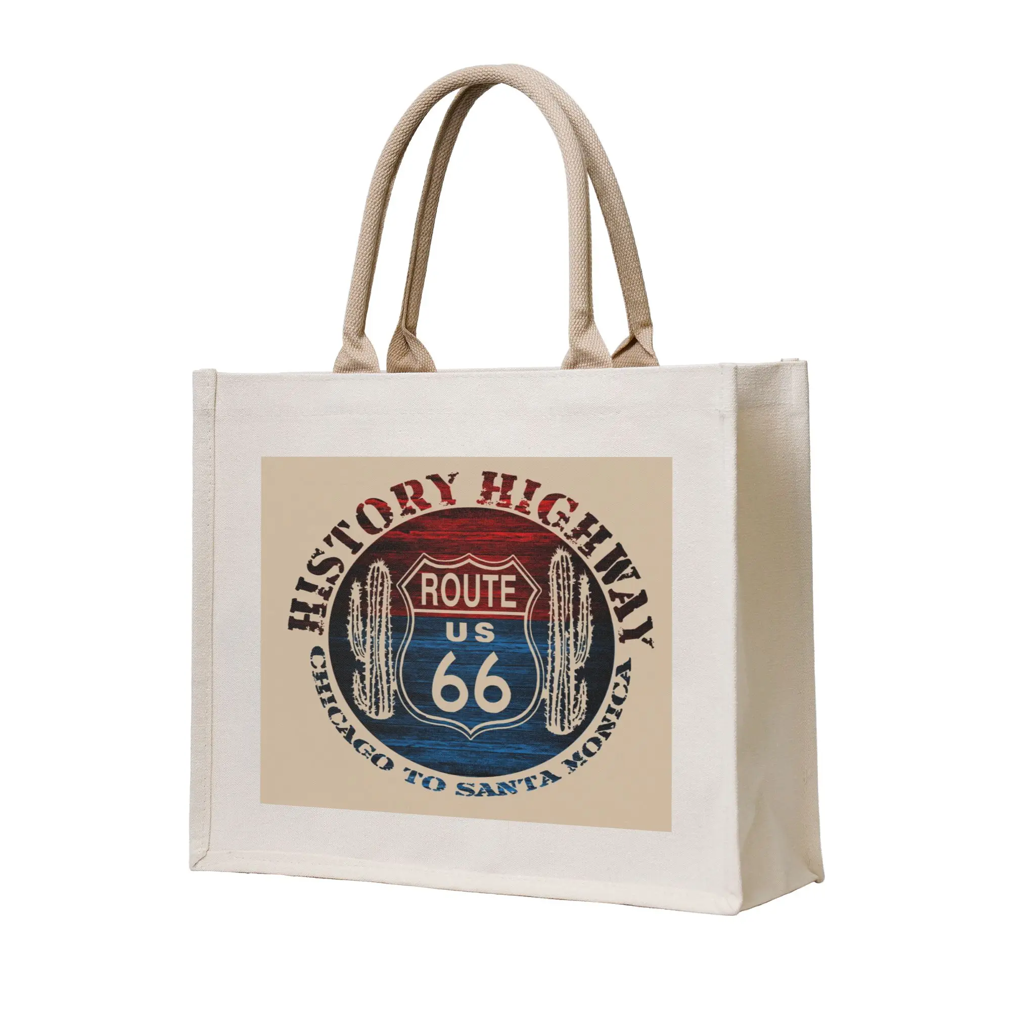 

Забавные винтажные сумки-шопперы с изображением американской дороги Route 66, портативные сумки для покупок, сумки через плечо для продуктов