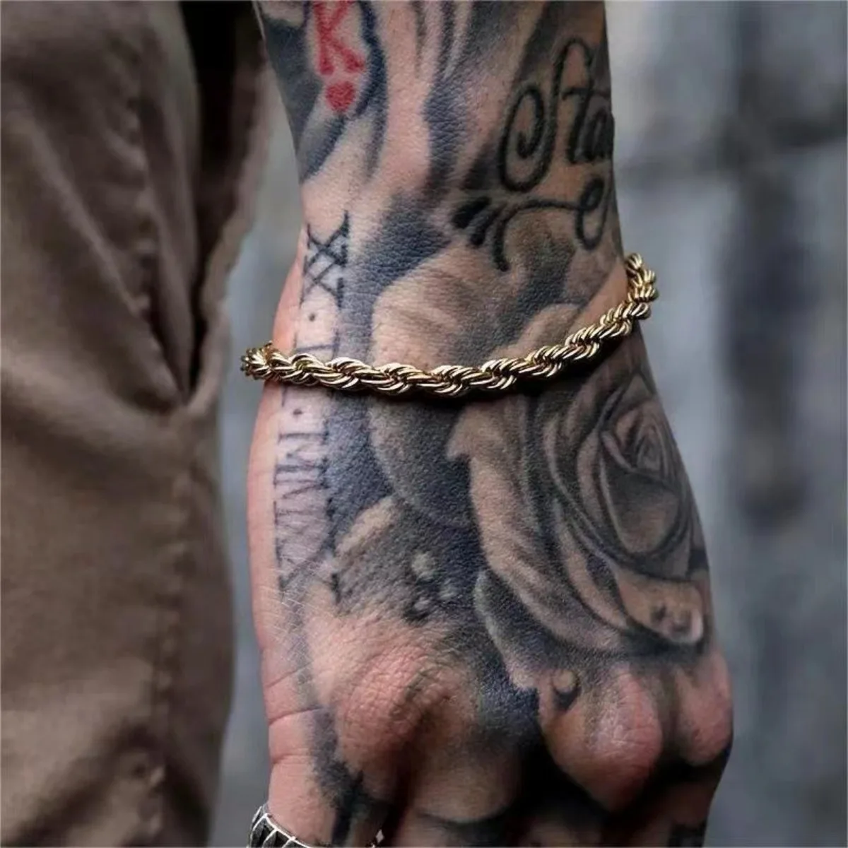 Silvery Bracelet New 3mm Thick Stainless Steel Cable Shape Metal Chain Golden Hip Hop Twist Chain Chic Men Cool Fashion Jewelry image 2