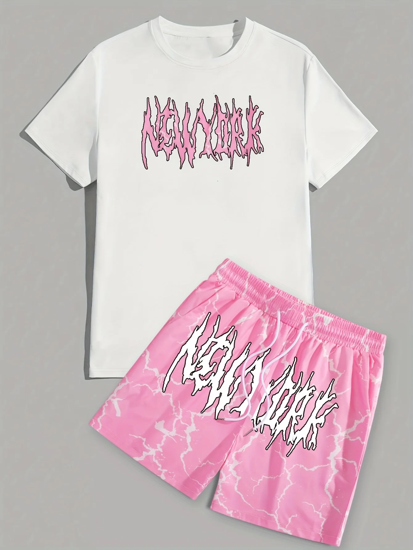 

2026 Summer New Men's Suit - Street Casual Fashion Comfortable Soft Breathable Lightweight 3D Letter Pattern Print