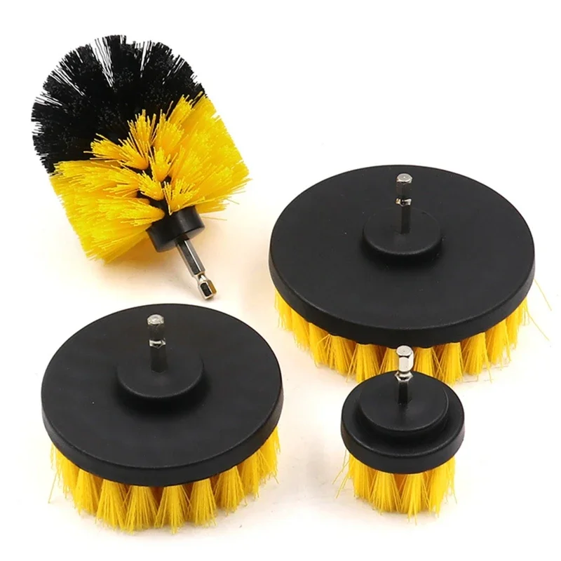 Round Plastic Brush Drill Kit Automatic Tyre Cleaning Tool For Bathroom Surfaces Floor Grout Carpet Kitchen Cleaning Brush