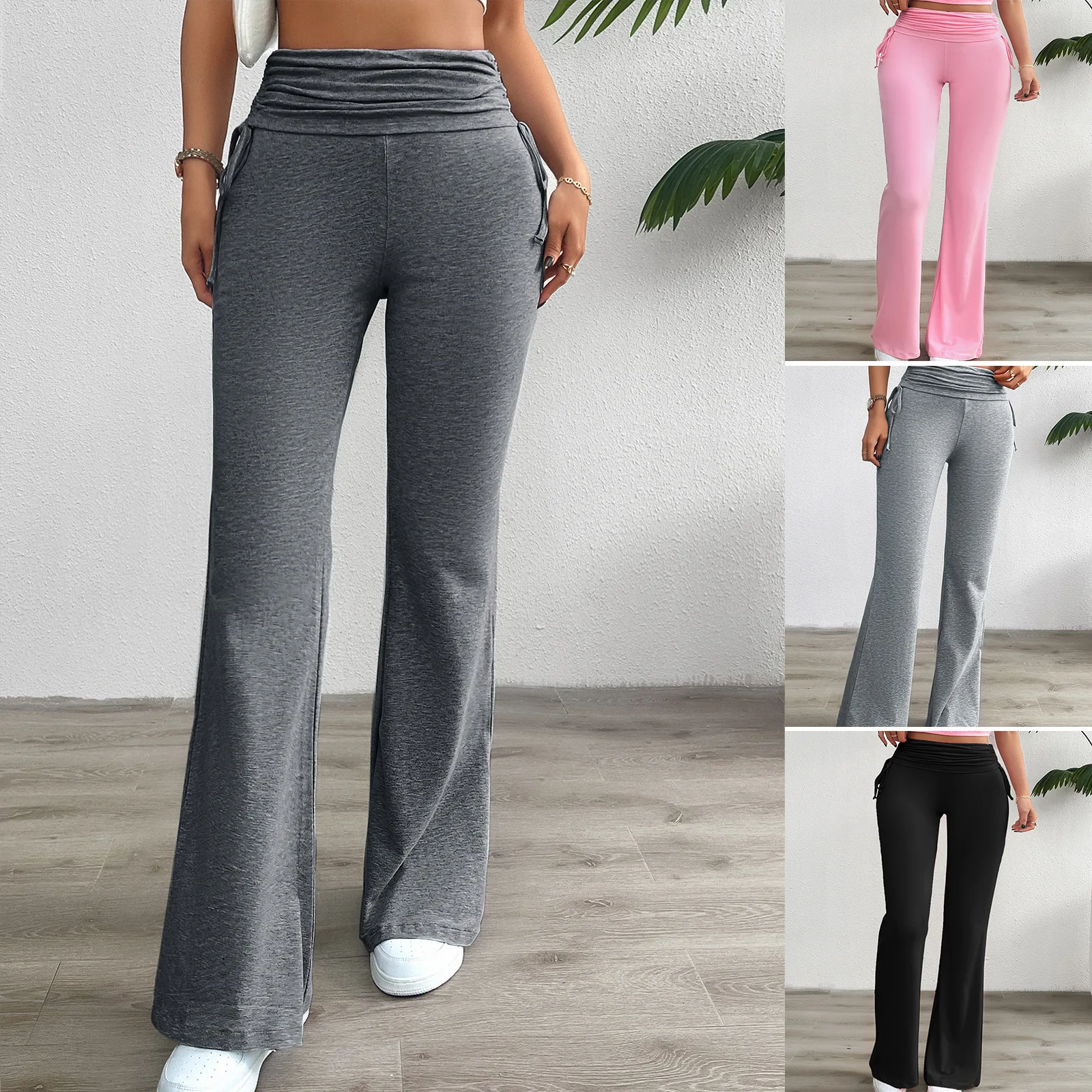 

2025 Women's Clothing Bohemian Resort Style Printed Peplum Casual Pants