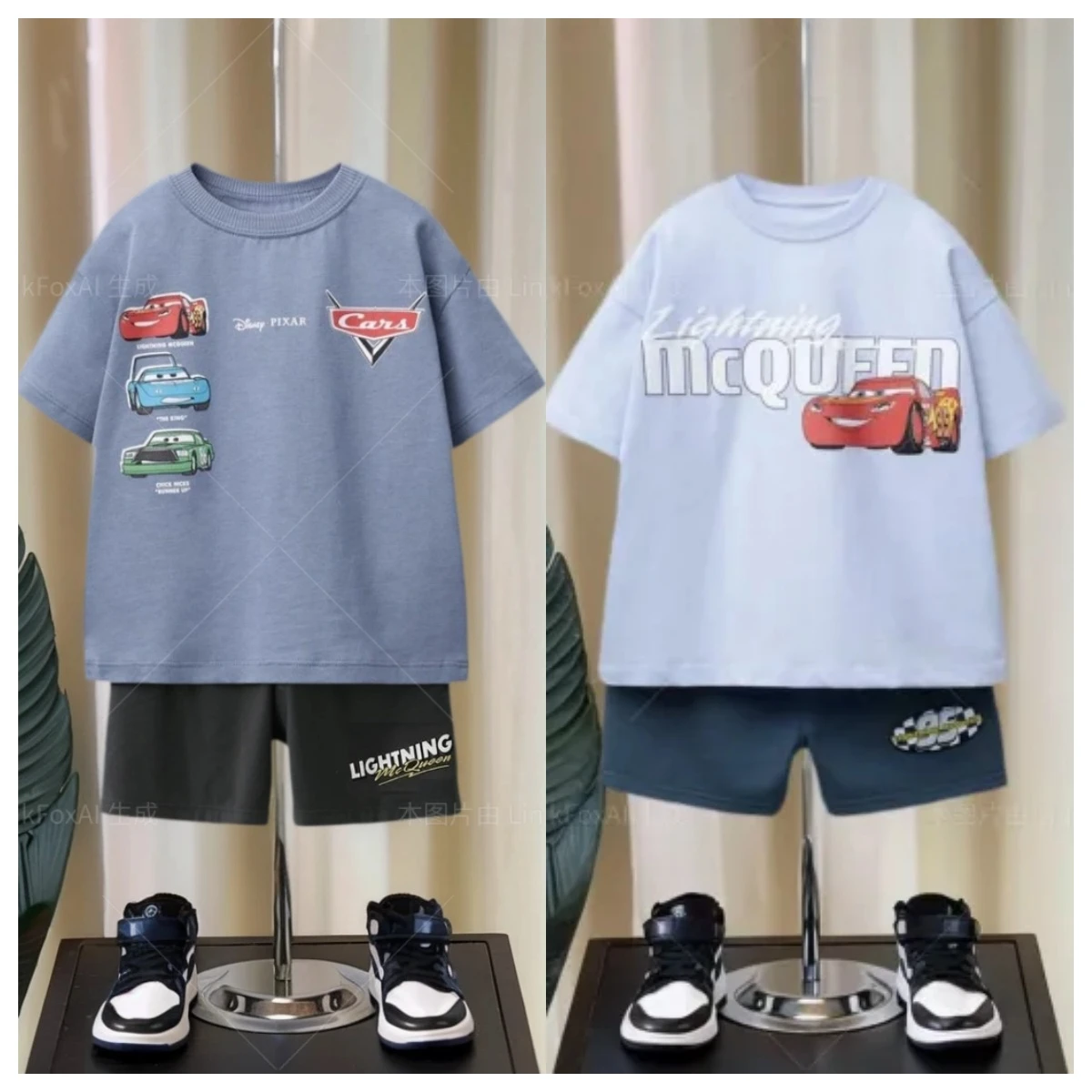 

Cartoon Fashion Baby Boy Short Sleeved T-shirt Set 2024 Summer Clothing Loose Casual Children's T-shirt Two-piece Set