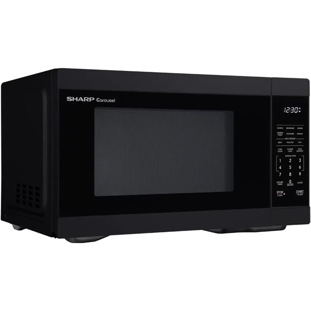 Духовка со съемным карусельным поворотным столом 12,4 дюйма, кубическими ножками, настольная микроволновая печь мощностью 1000 Вт, 1,1 куб. фута, черная