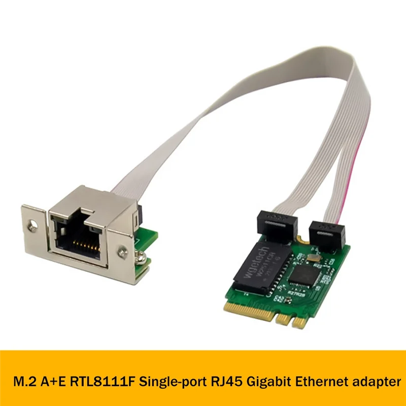 Tarjeta de red Gigabit M.2A + E RTL8111F, tarjeta de red Ethernet RJ45 de un solo puerto, tarjeta de red LAN para ordenador Industrial