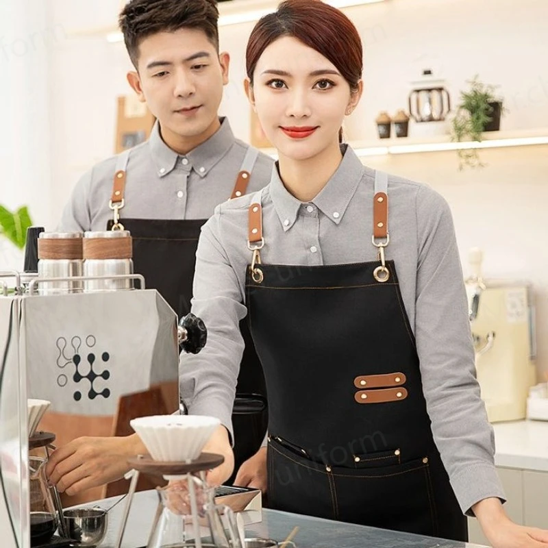 Custom Apron Logo Design Work Waiter Apron Waterproof Bubble Cafe BBQ Shop Nail Salon Man Women`s Kitchen Apron Personalized