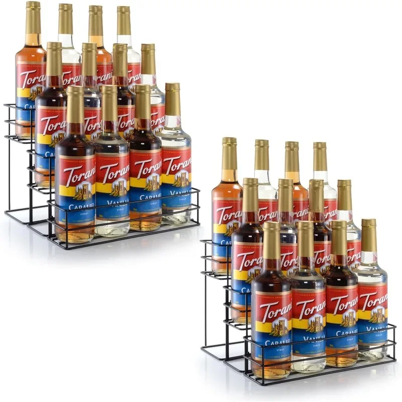 

kimilusBottle Capacity Coffee Syrup OrganizerCoffee Syrup Stand Shelf for Coffee Bar Kitchen Small Wine Rack forBarFamilyStorage