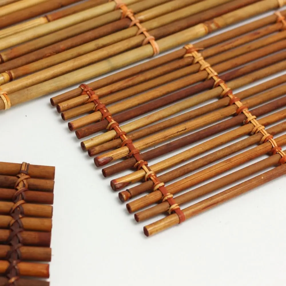 Yellow Tea Ceremony Cup Mat Bamboo Handmade Heat Insulation Pad Sqaure Rectangle Craft Bamboo Raft Coaster Kitchen Tool