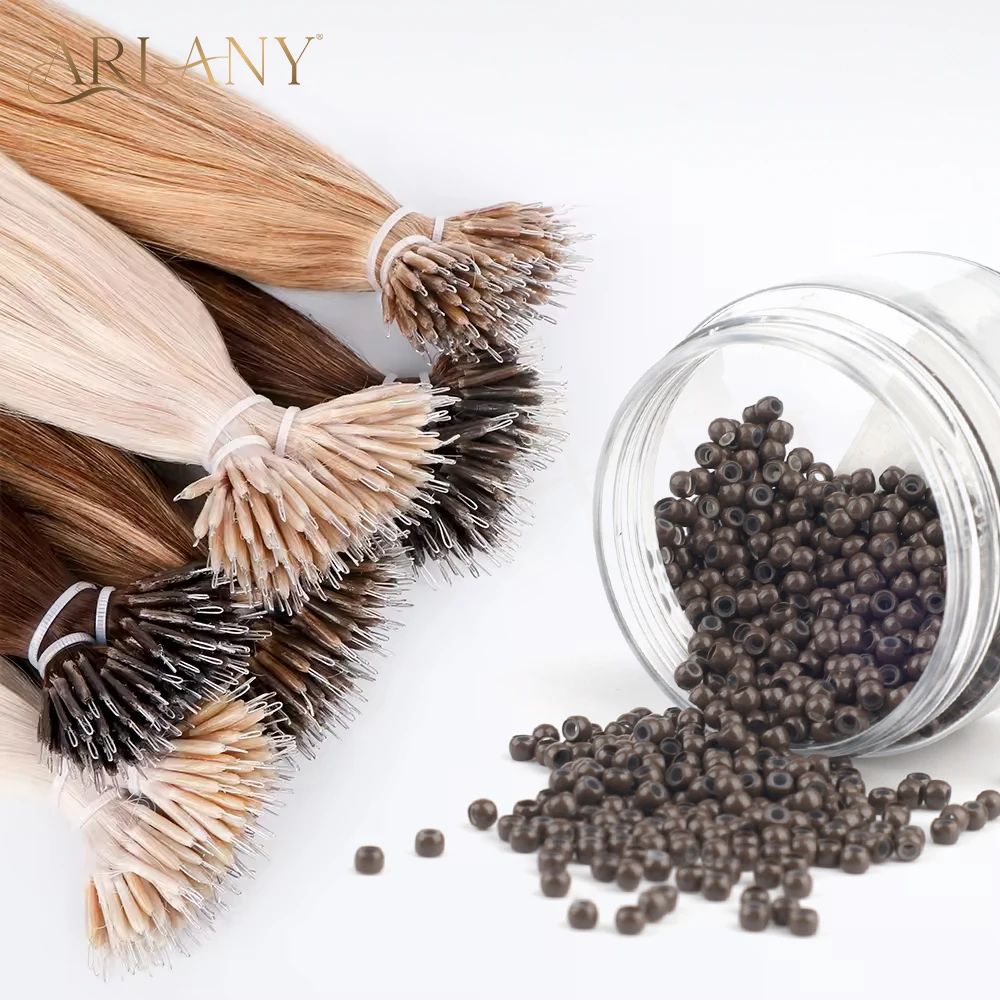 

ARLANY 1000 шт. медные нано-кольцевые бусины для наращивания волос I-Tip, инструменты для наращивания волос, бусины с микрозвеньями, бусины для мишуры для волос