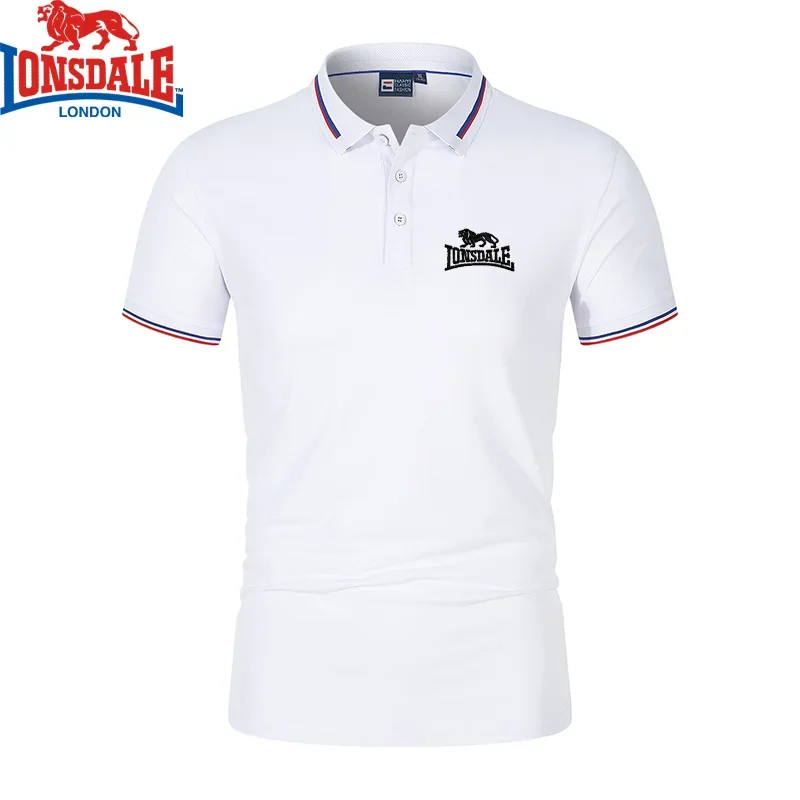 Embroidered LONSDALE New Summer Polo Shirt Men Hot High Quality Men's Short Sleeve Top Business Casual Polo-shirt for Men