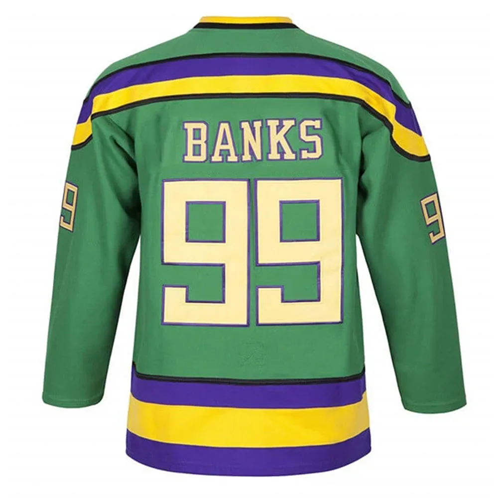 Das Mighty Ducks Hockey-Trikot Conway # 96 Reed # 44 Banken # 99 Bombay # 66 Goldberg # 33 Portman # 21 Shirts Langarm Unisex Oberteile – Detail 8