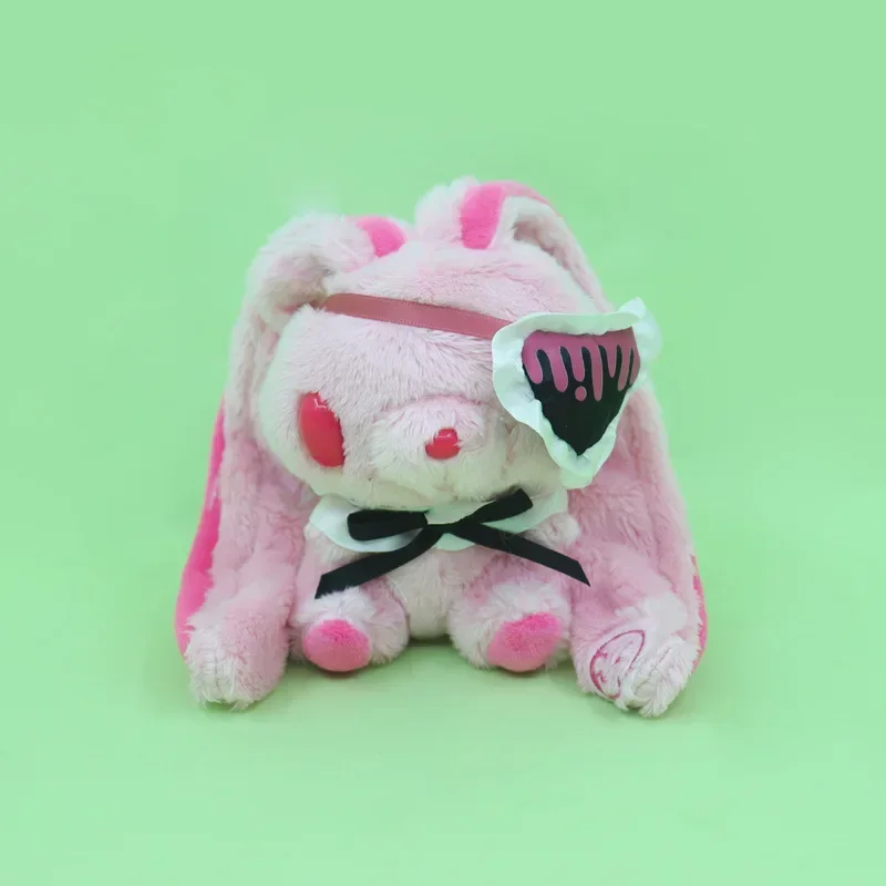Kawaii Goth Pink Bunny Gloomys Bären-Augenmaske Plüschtier Schlüsselanhänger Allzweck-Hasen-Augenklappe Stofftier Plüsch-Rucksackanhänger – Detail 6