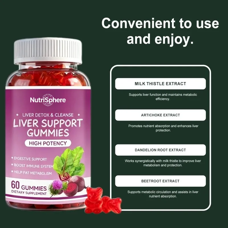 Liver Cleansing Supplement Containing Milk Moss, Korean Moss, Dandelion, Sweet Vegetable Root -60 Gummies