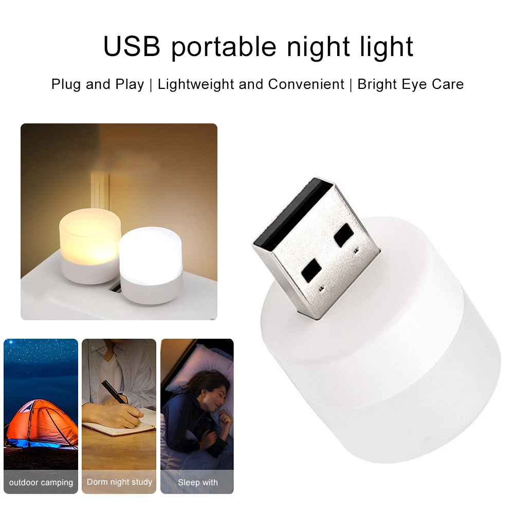 Usb Plug Light Mini Nightlight Charging Small Book Light Led Eye Protection Soft Light Reading Light Bedroom Bedside Light