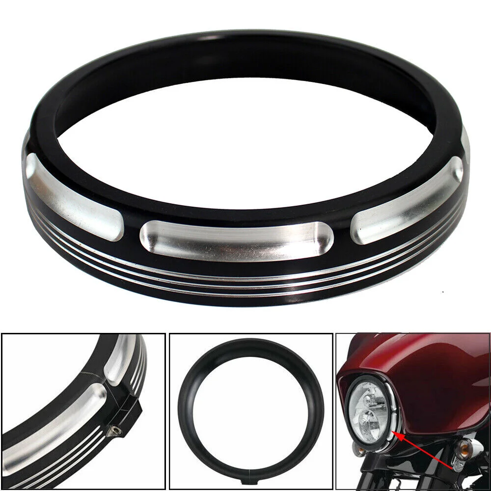 7\'\' Burst Headlight Headlamp Trim Ring Bezel Decorate Cover For Harley Touring Electra Street Glide CVO Ultra Classic Road King