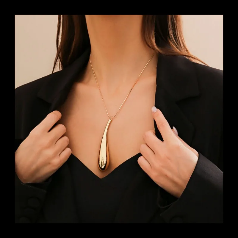 سبيكة، قلادة قطرة الماء مبالغ فيها، قلادة على طراز فاسق، بيضاوية بسيطة متعددة الاستخدامات #1