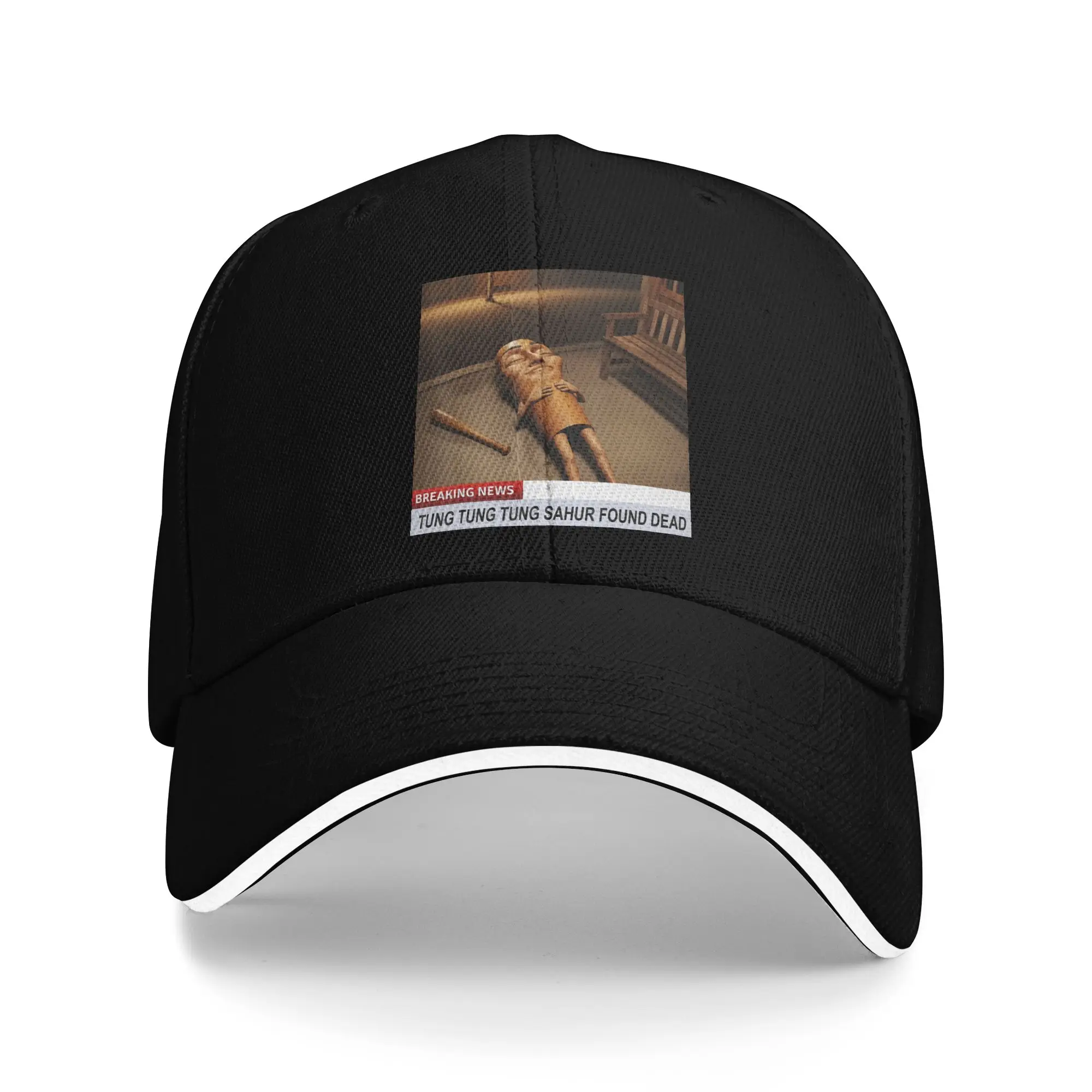 Tung Tung Tung Sahur Found Dead Breaking News Meme Sun Baseball Cap Spring Design Print Trucker Hat Unisex Outdoor Baseball Caps